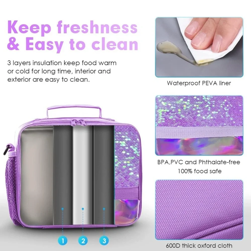 Purple Kids Insulated Lunch Box - Picture 2 of 5